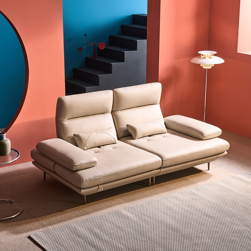 쉐우드가구 몰리 이태리 천연통가죽 스윙 소파 3인용 / 국내제조 자재등급E0