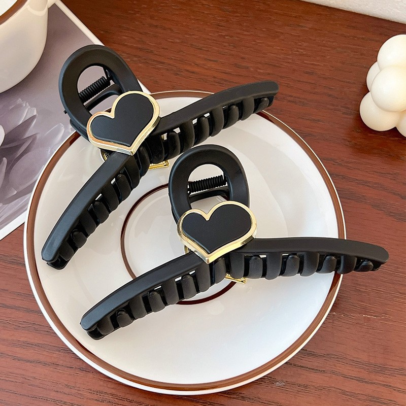 하트 크런치 대형 무광 올림머리 헤어집게핀 - 상세 이미지 2