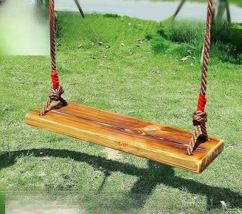 야외 나무 그네 펜션 정원 보드 그네의자 탄화목 50cm 단좌판