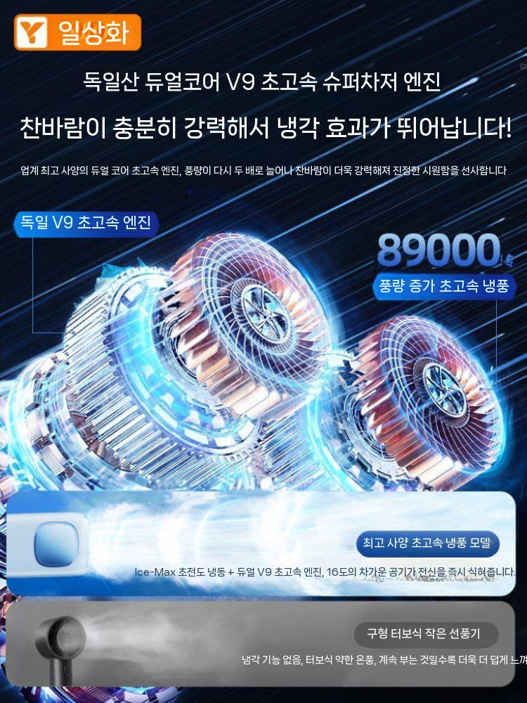 미니 에어컨 2025 신형 휴대용 넥밴드 선풍기 사무실 외출용 휴대 미니 유모차 선풍기 글레이셔 블루 0mah