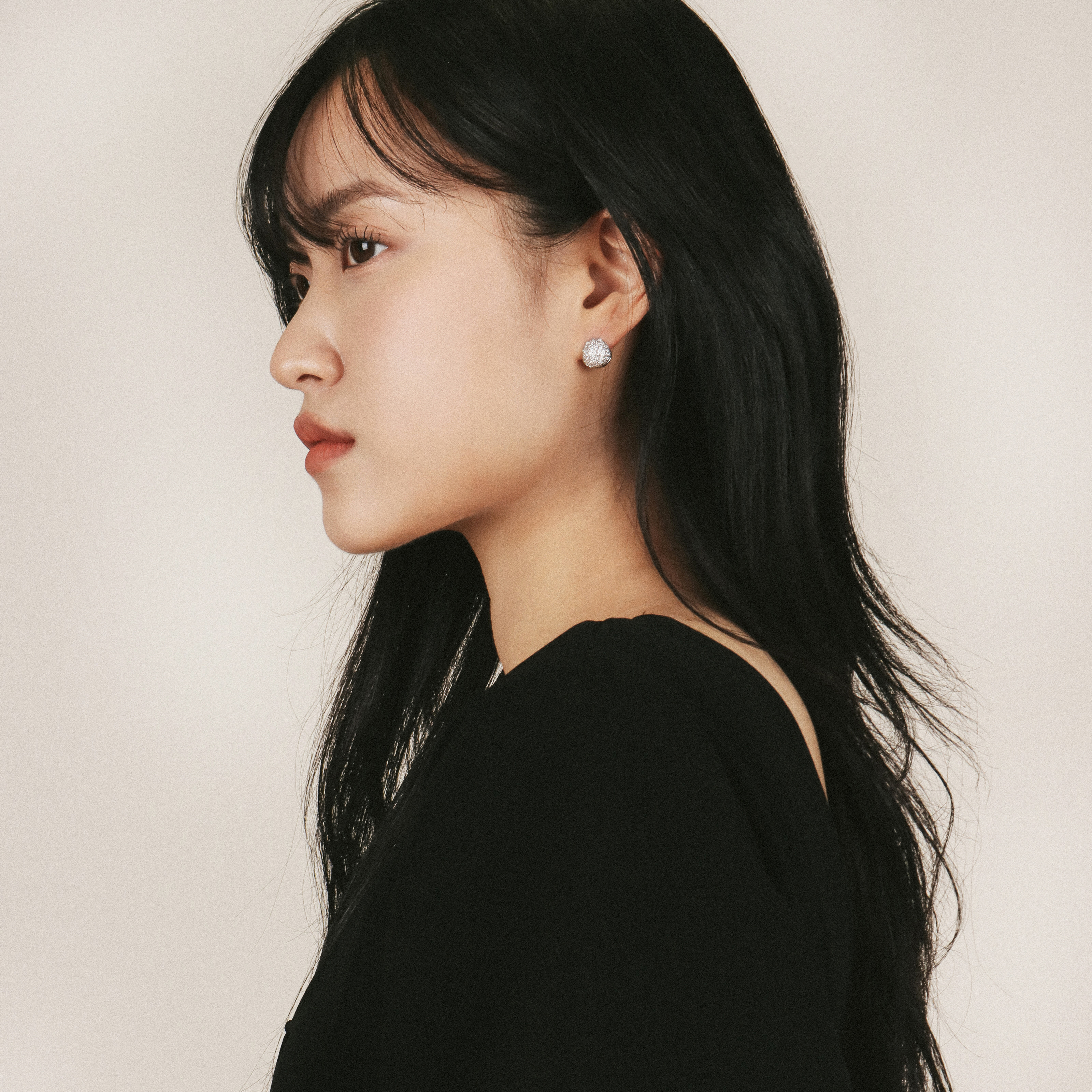 풀파베 볼 귀걸이 은볼 사각 원터치 큐빅 귀걸이 - 상세 이미지 5