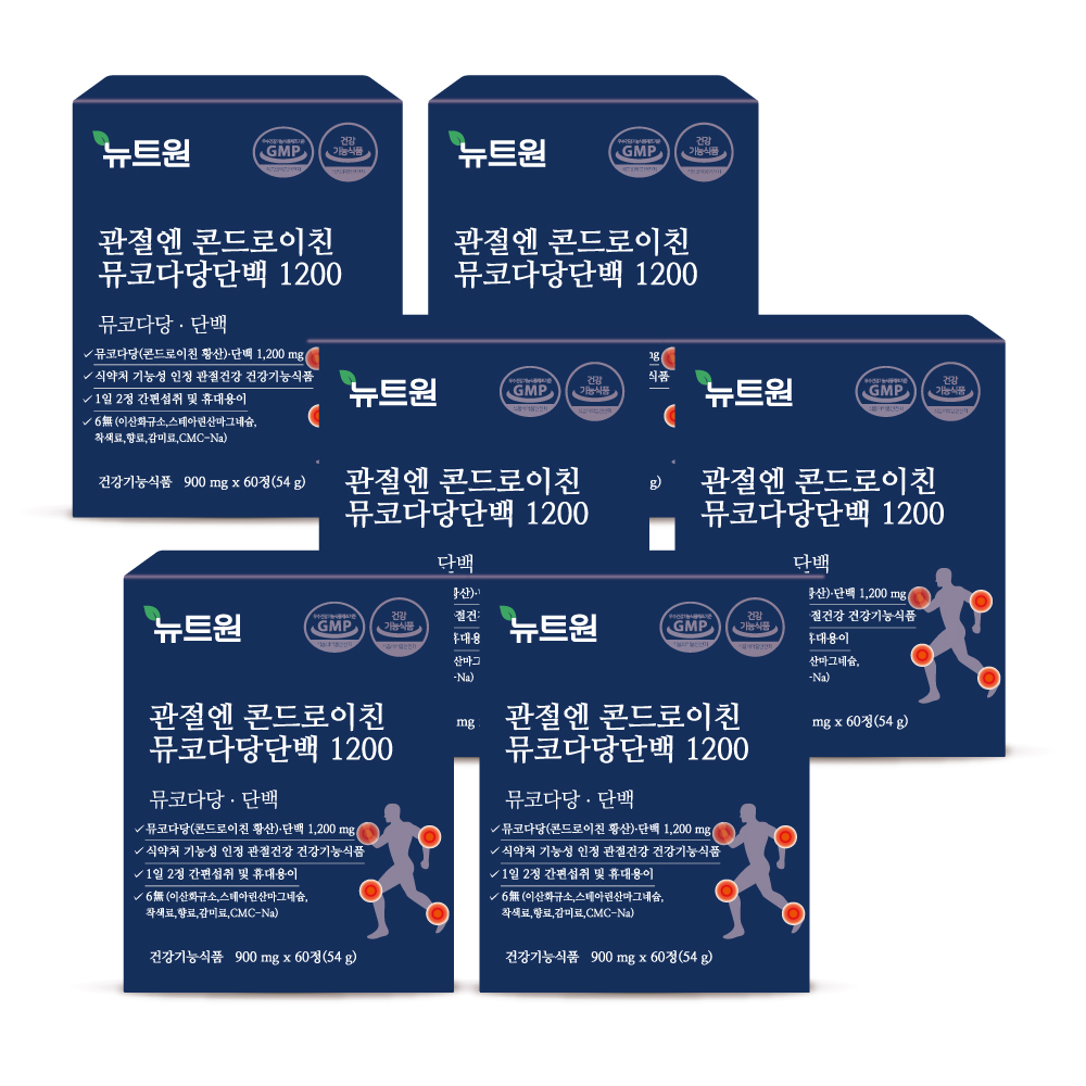 관절엔 콘드로이친 1200 뮤코다당단백 뉴트원 관절 연골 60정, 6개