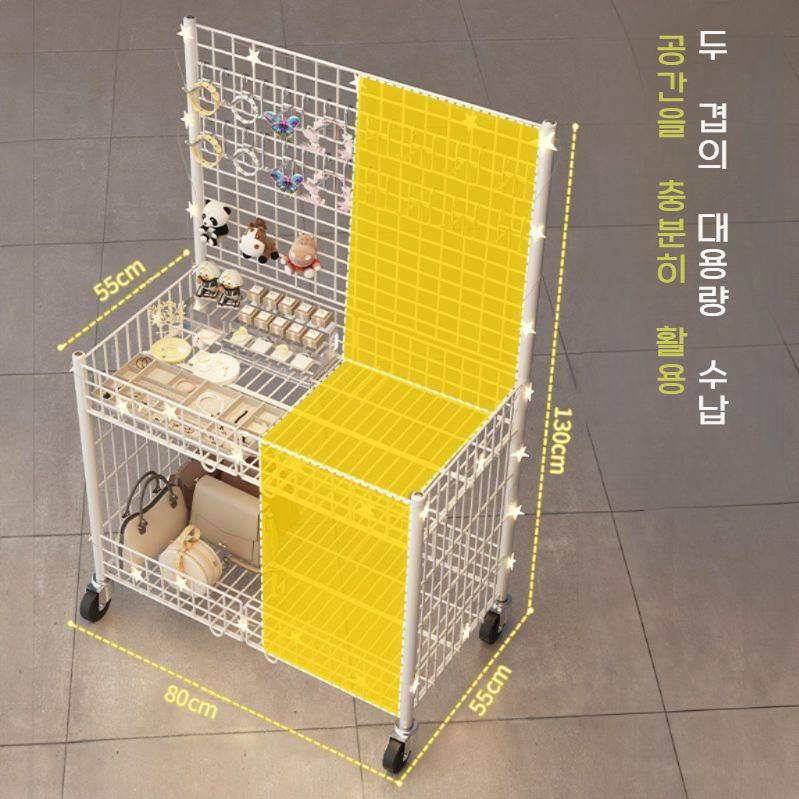 플리마켓매대 팔찌 머리띠 판매대 주얼리 진열대 화이트 65cm 후크10개 - 상세 이미지 2
