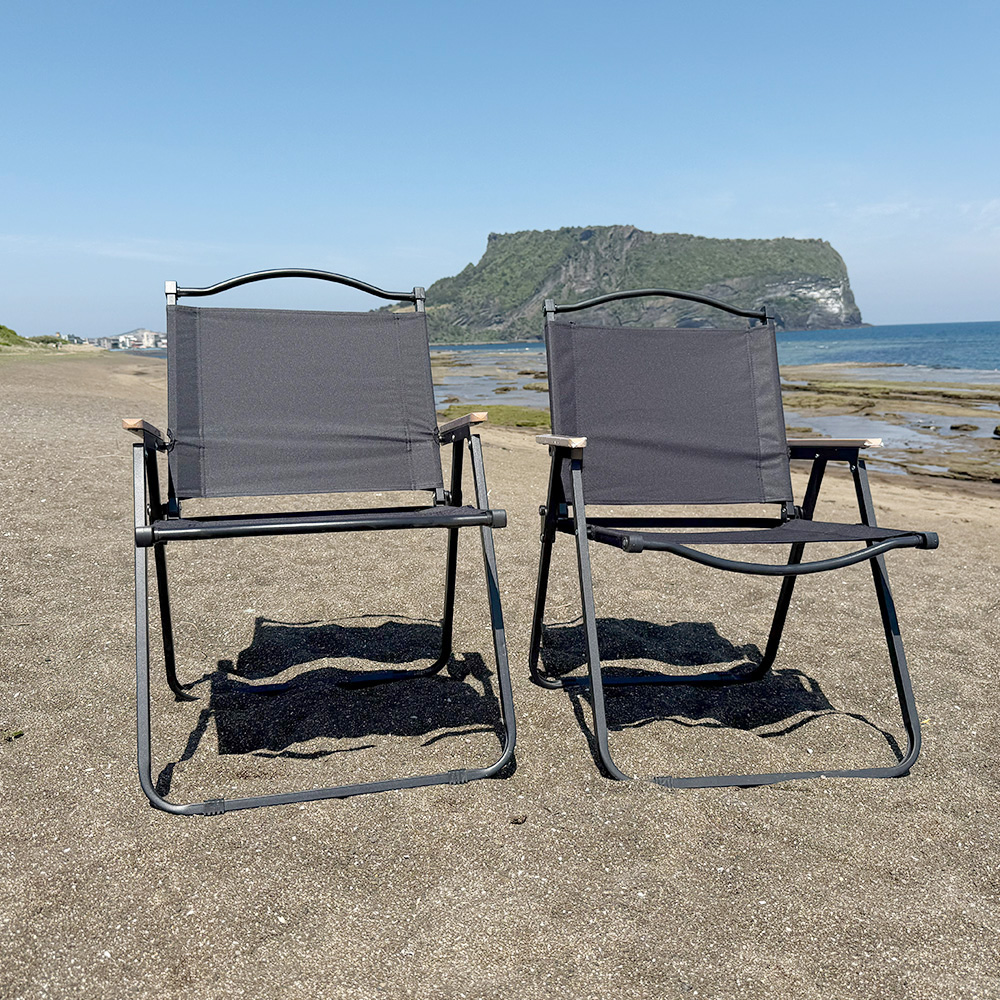 착착 접이식 폴딩 캠핑의자 로우체어 하이72cm, 블랙, 2개