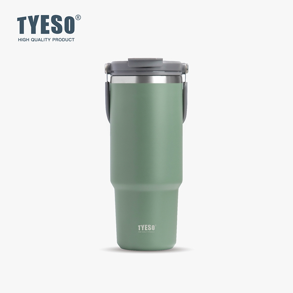 TYESO 대용량 텀블러 보온보냉 손잡이텀블러 스테인리스 학생 심플 1.2L, 그린 - 상품 이미지