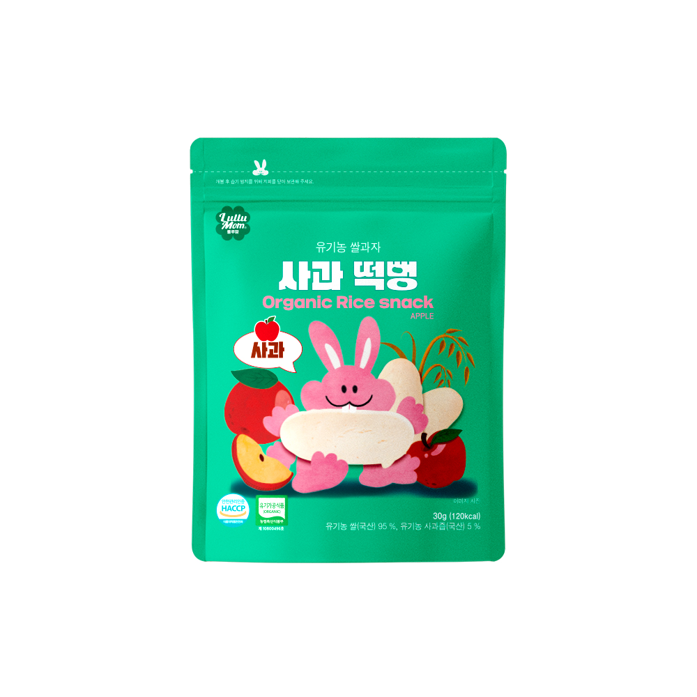 룰루맘 유기농 쌀과자 사과 떡뻥 1봉(30g) - 상품 이미지