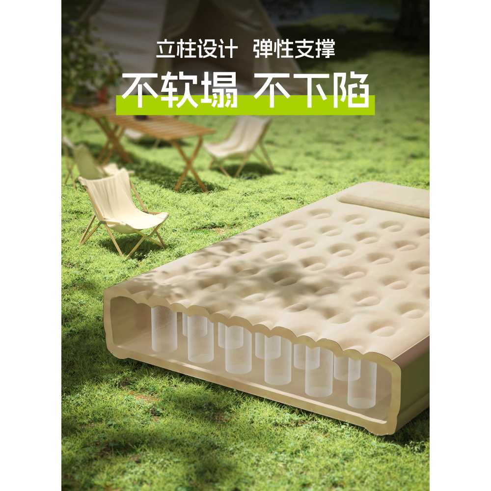 에어 침대 에어매트 휴대용 자충 이너 텐트 SUV 차박 베이지색 200x150x25cm - 상세 이미지 2