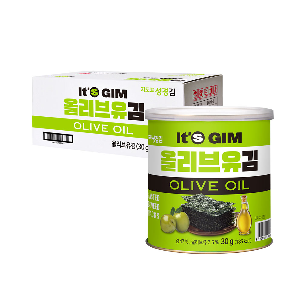 [성경김본사] 지도표 이츠김 올리브유 프리미엄 캔김 30g, 20개 - 상품 이미지