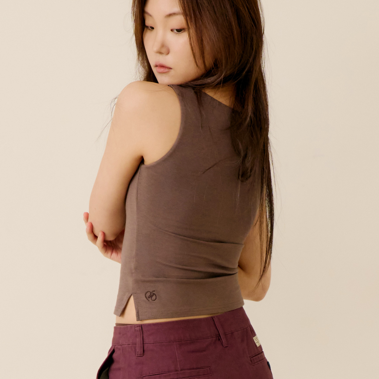 날마다 보트넥 슬릿 브라탑 브라캡 데일리 민소매 여름 나시 - 메인 이미지