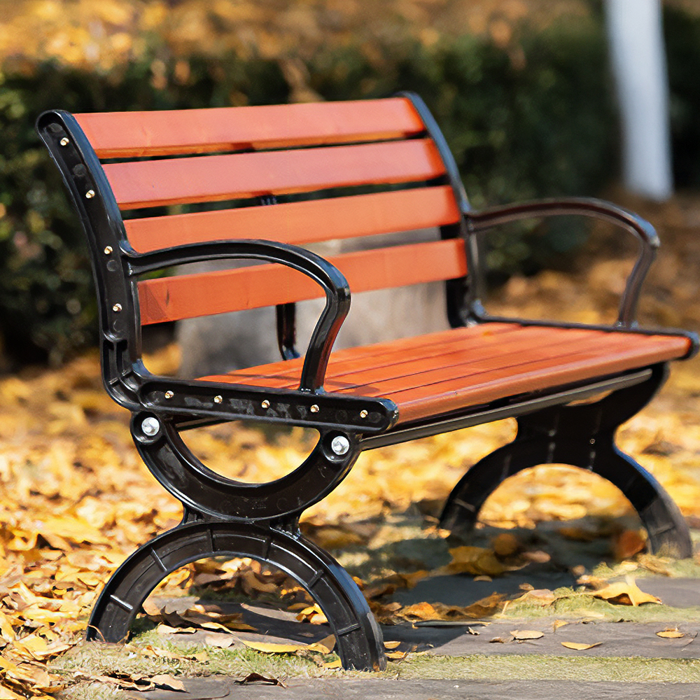 공원 벤치 야외 정원 카페 등받이 나무 철제 주물 의자 120cm