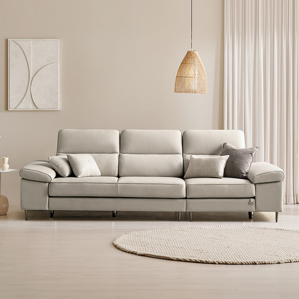 쉐우드가구 디바인 이태리 천연통가죽 소파 4인용+스툴 / 국내제조 자재등급E0