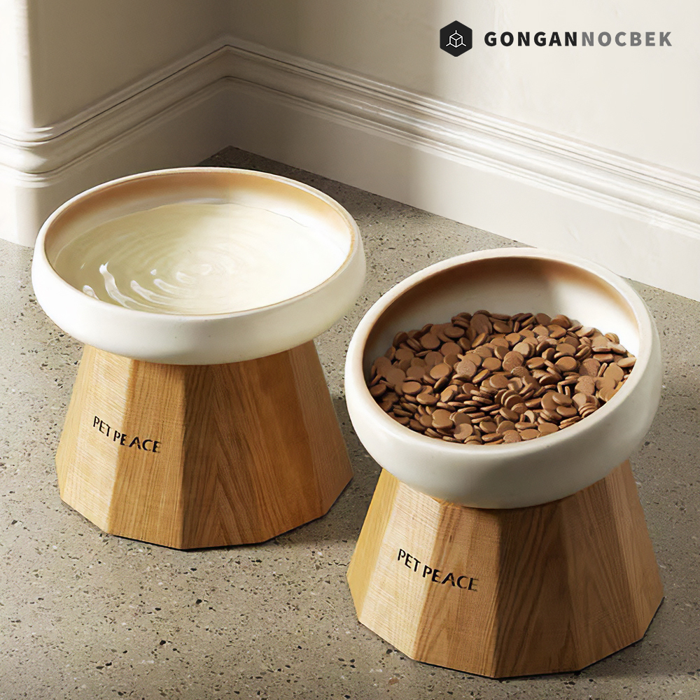 강아지 식탁 애견 물 밥 그릇 고양이 세라믹 식기 세트