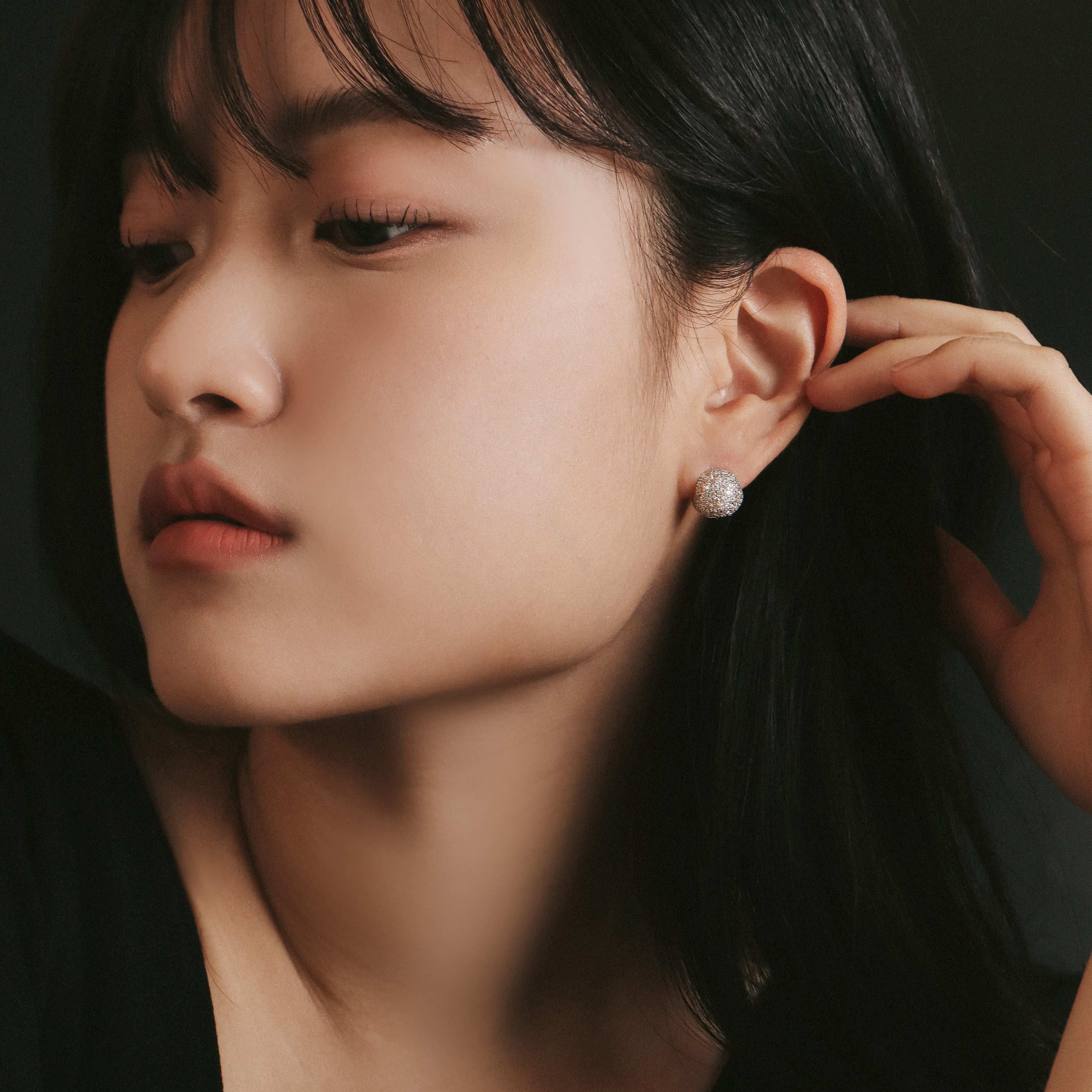 풀파베 볼 귀걸이 은볼 사각 원터치 큐빅 귀걸이 이미지 6