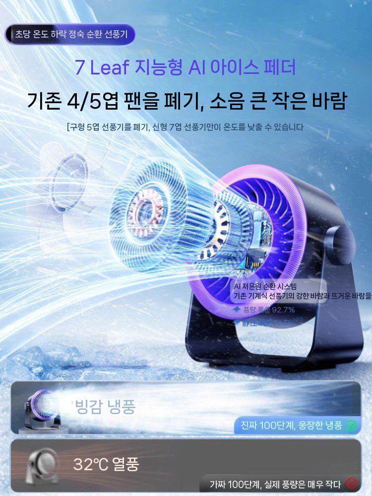 2025 신형 초강력 미니 선풍기 탁상용 USB 선풍기 사무실/주방/화장실/침실/가정용 보라색(16h) 100단계 풍량 - 상세 이미지 2