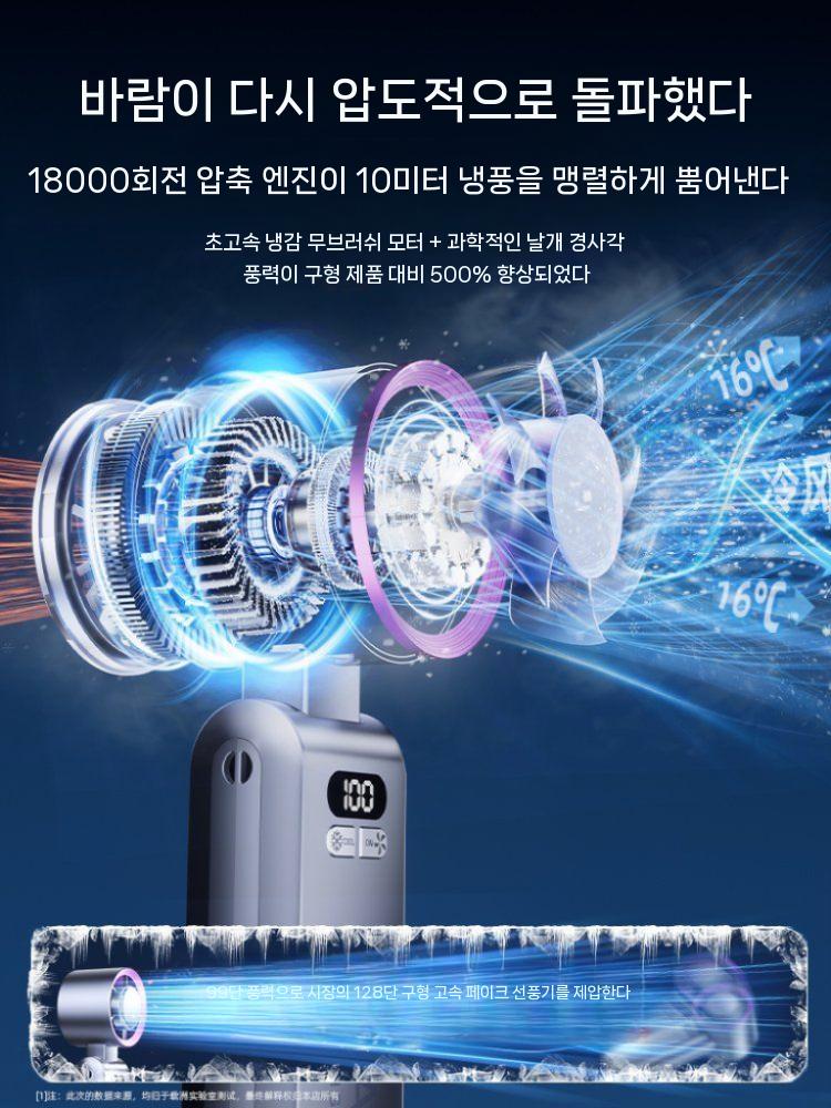 핸드 헬드 소형 팬 블레이드 강력한 냉장 에어컨 반도체 냉 에어 아이스 압축 터보 휴대용 접이식 폴딩 미용 전자 냉각 아티팩트 넥 새 모델 2025 그래파이트 퍼플 4500mAh - 상세 이미지 2