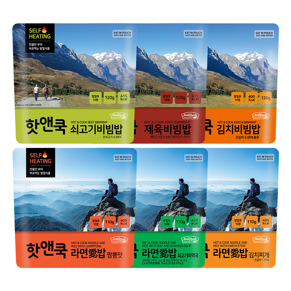 핫앤쿡 6개 랜덤 세트 비화식 발열도시락 비상식량 핫앤쿡 라면애밥