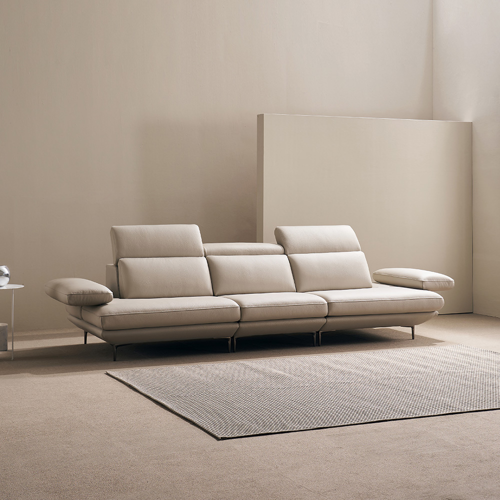 쉐우드가구 모담 이태리 천연통가죽 모듈형 스윙 쇼파 4인용 / 국내제조 자재등급E0