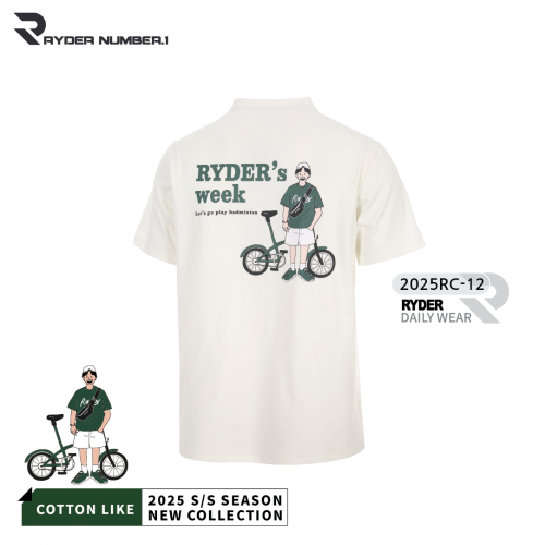 라이더 RYDER 2025RC-12 코튼라이크 남여공용 반팔티셔츠 배드민턴 복 탁구 스쿼시 스포츠의류 - 상세 이미지 3