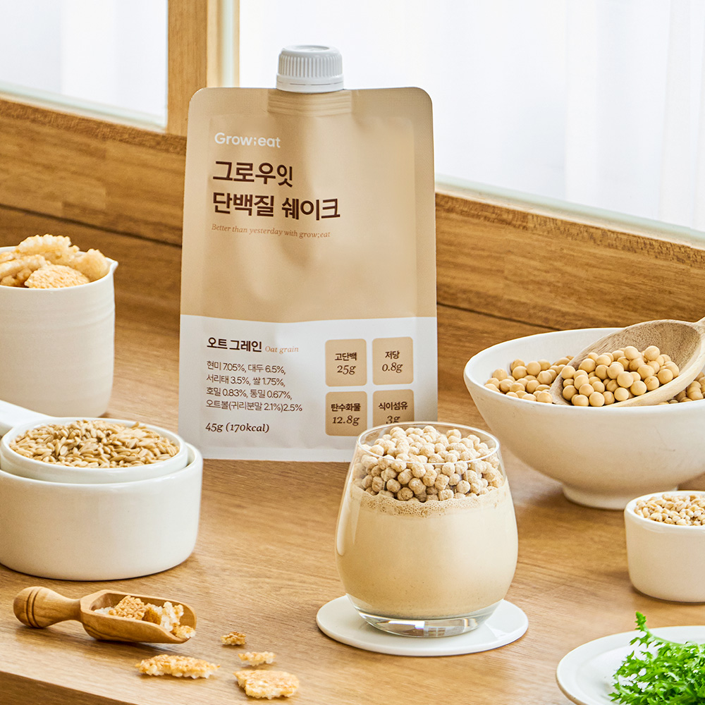 그로우잇 단백질 쉐이크 파우치 저당 식사대용 오트그레인, 7포, 1개