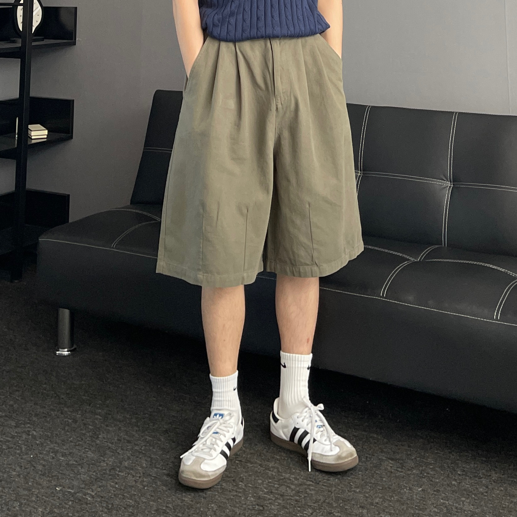 남자면반바지 남자7부반바지 베이지반바지 이미지 6