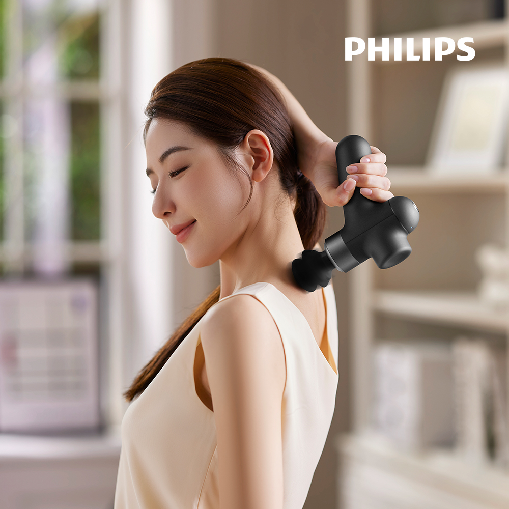 필립스 BLDC 쿠셔닝 마사지건 PPM7317 4종헤드 초경량 헬스 휴대 근육풀이  안마기