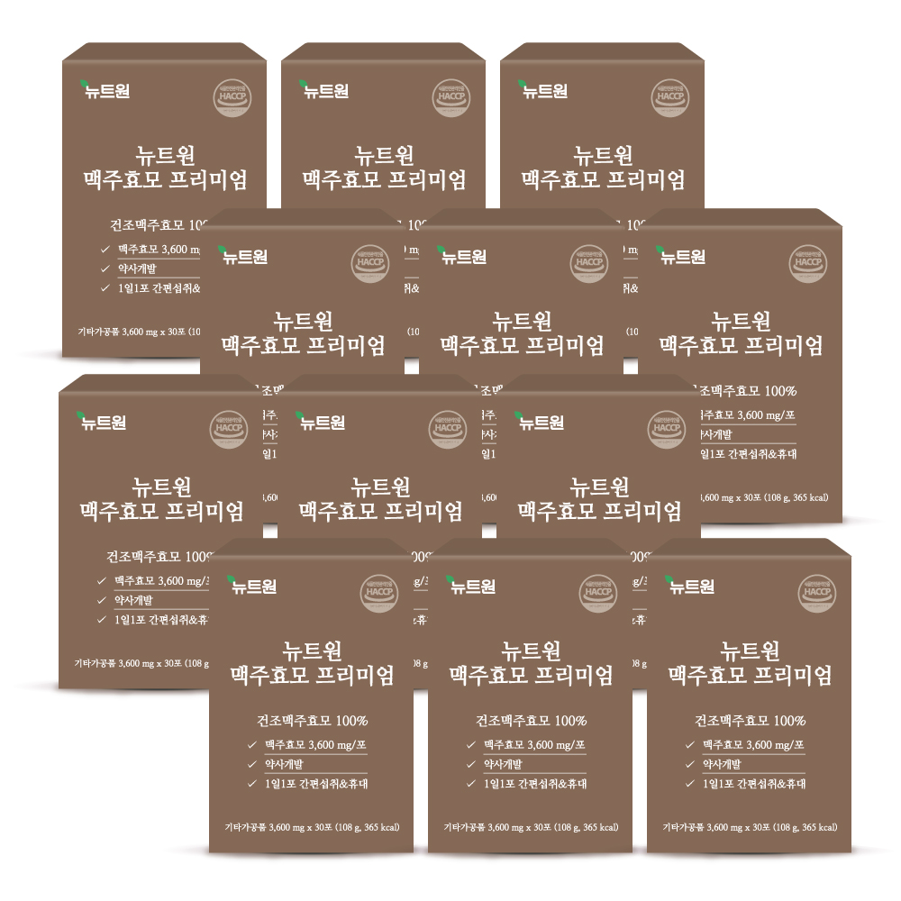 뉴트원 맥주효모 프리미엄 식물성단백질 아미노산 비오틴 베타글루칸 환 30포, 12개