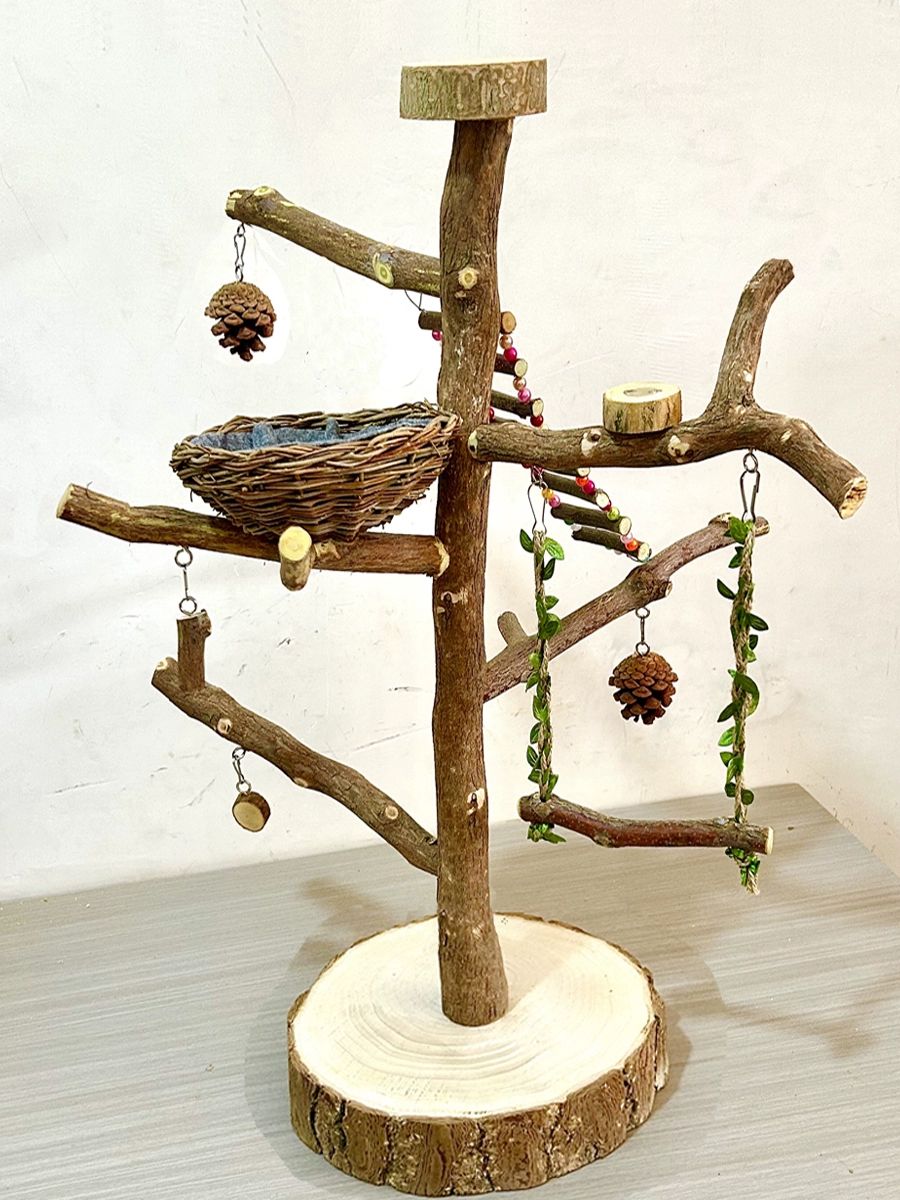 앵무새 나무횟대 폴대타워 사다리 스탠드 대형 조류 높이 약 35cm - 상세 이미지 3