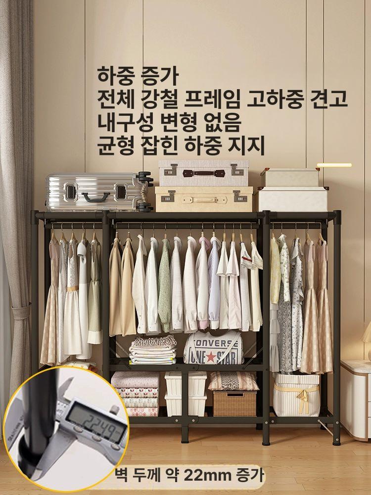 대형 조립식 옷장 수납장 간이 커튼 조립 행거 휴게실 단인형 80cm-격자 소멸 - 상세 이미지 3