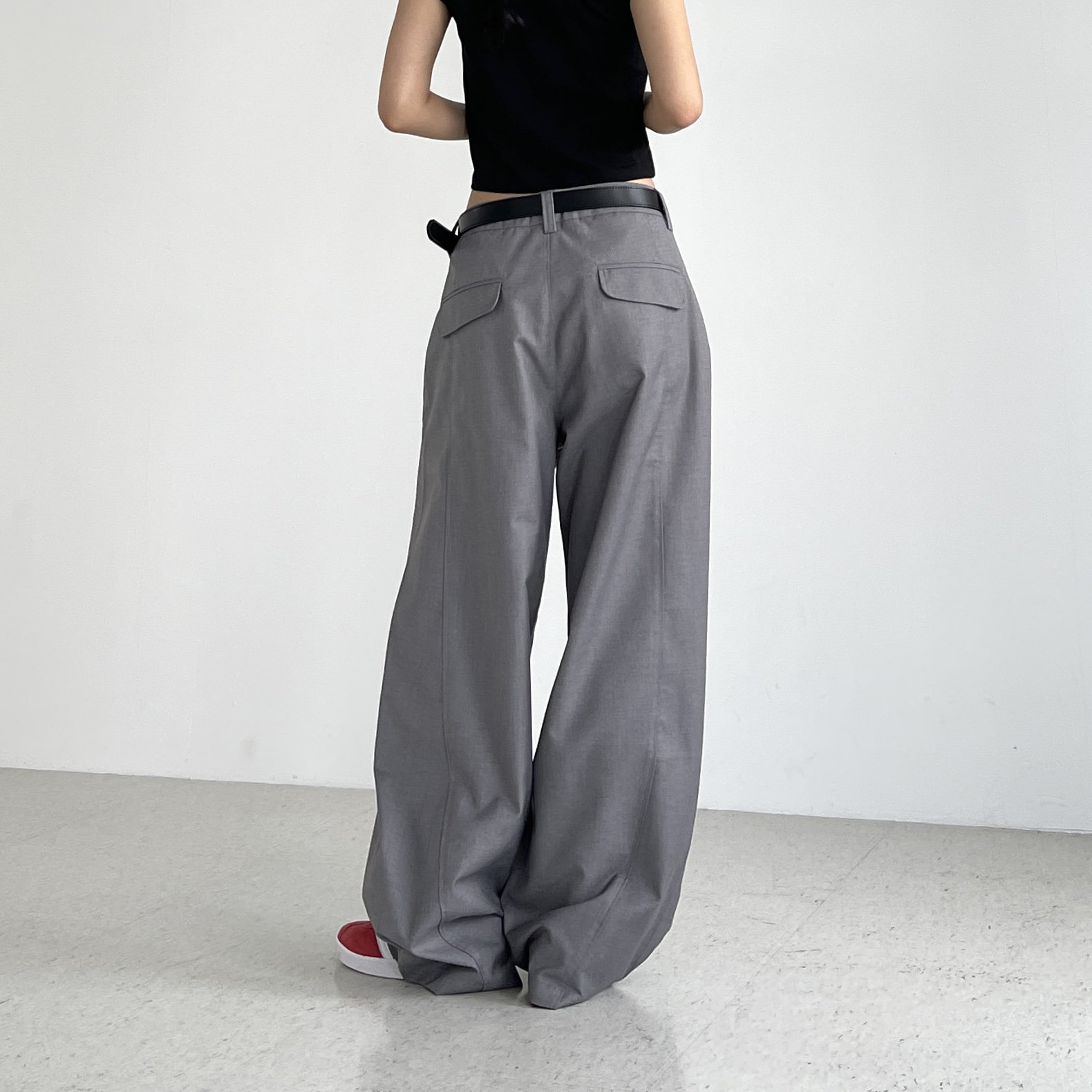 여성 여름슬랙스 롱 와이드 벌룬핏 유니섹스 절개 캐미벌룬슬랙스 - 상세 이미지 4