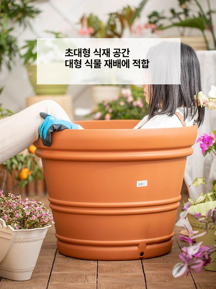 플라스틱화분 초대형 특대형화분 원예용 플랜트 심플 야외 갈색 화분 수지 대 - 상세 이미지 4