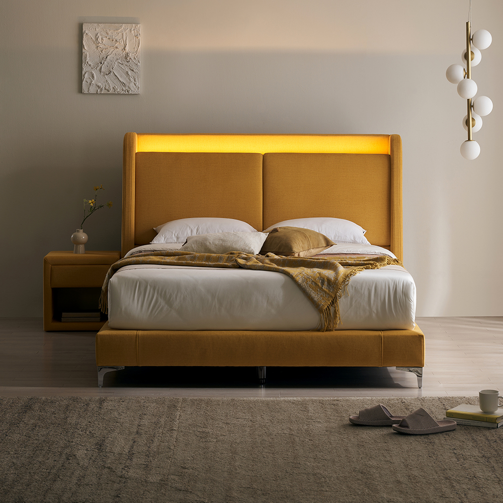 쉐우드가구 루아벨 평상형 LED 패브릭 호텔식 침대프레임 K(킹), 크림01