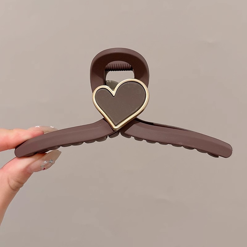 하트 크런치 대형 무광 올림머리 헤어집게핀 - 상세 이미지 3