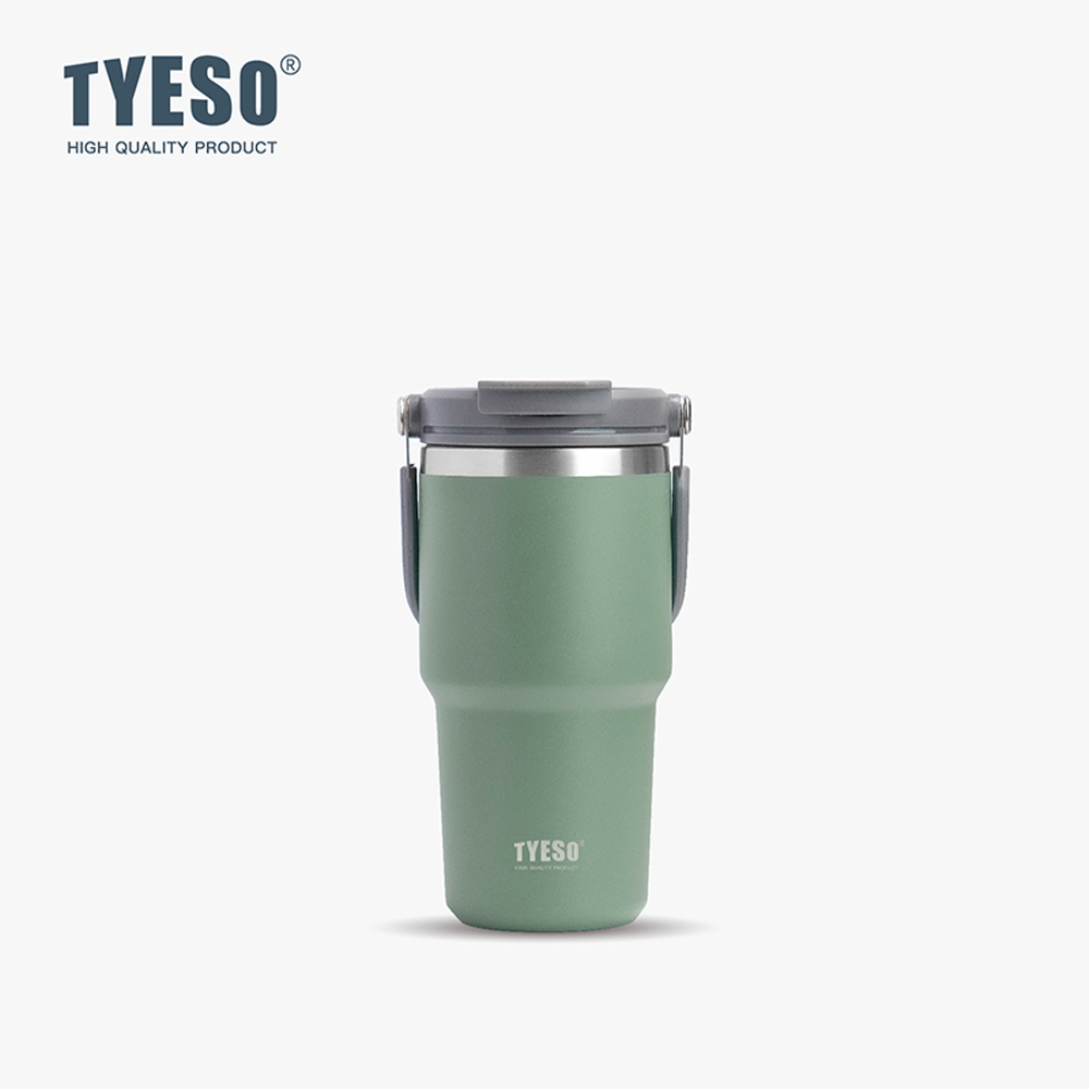 TYESO 대용량 텀블러 보온보냉 손잡이텀블러 스테인리스 학생 심플 600ml, 그린 - 메인 이미지
