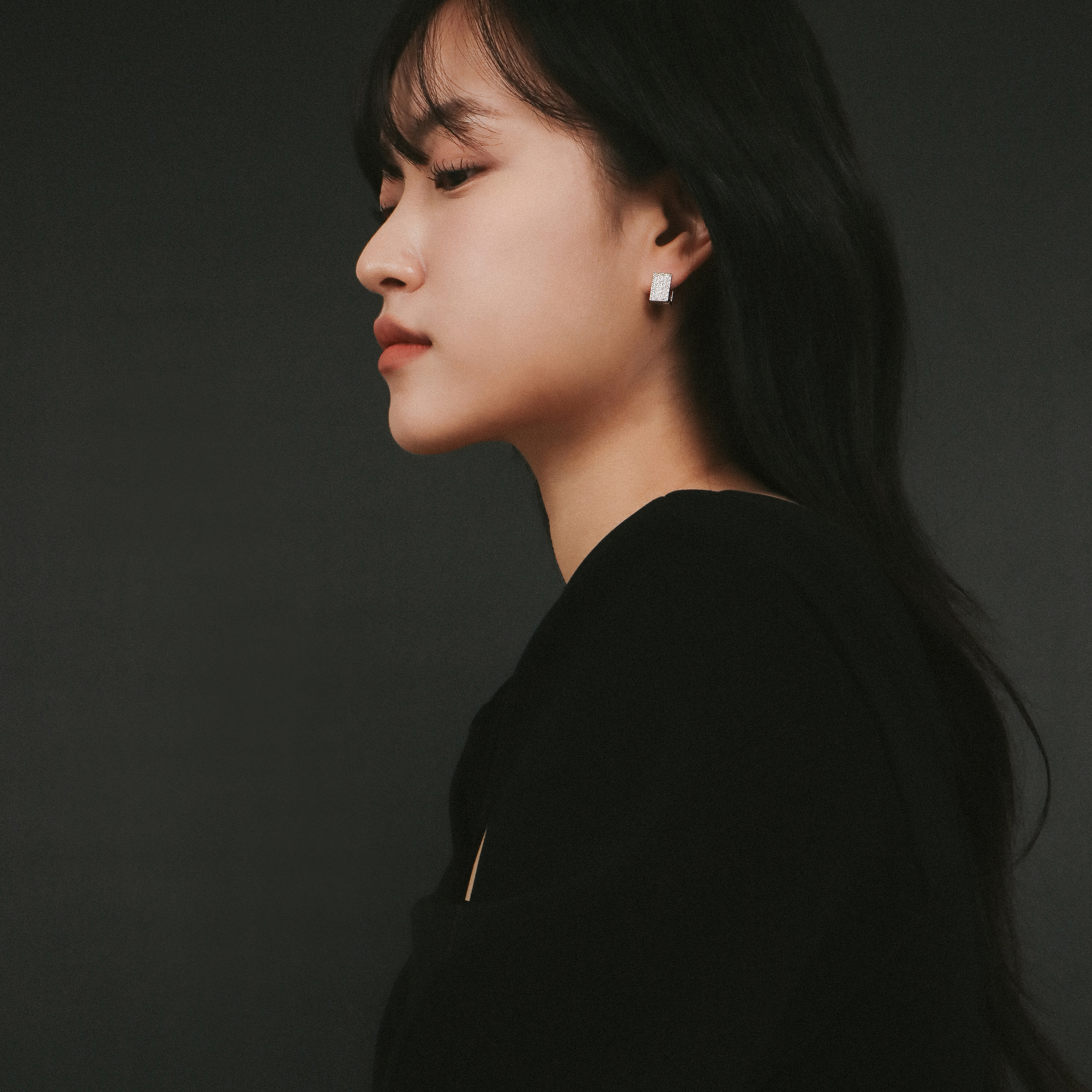 풀파베 볼 귀걸이 은볼 사각 원터치 큐빅 귀걸이 - 상세 이미지 3