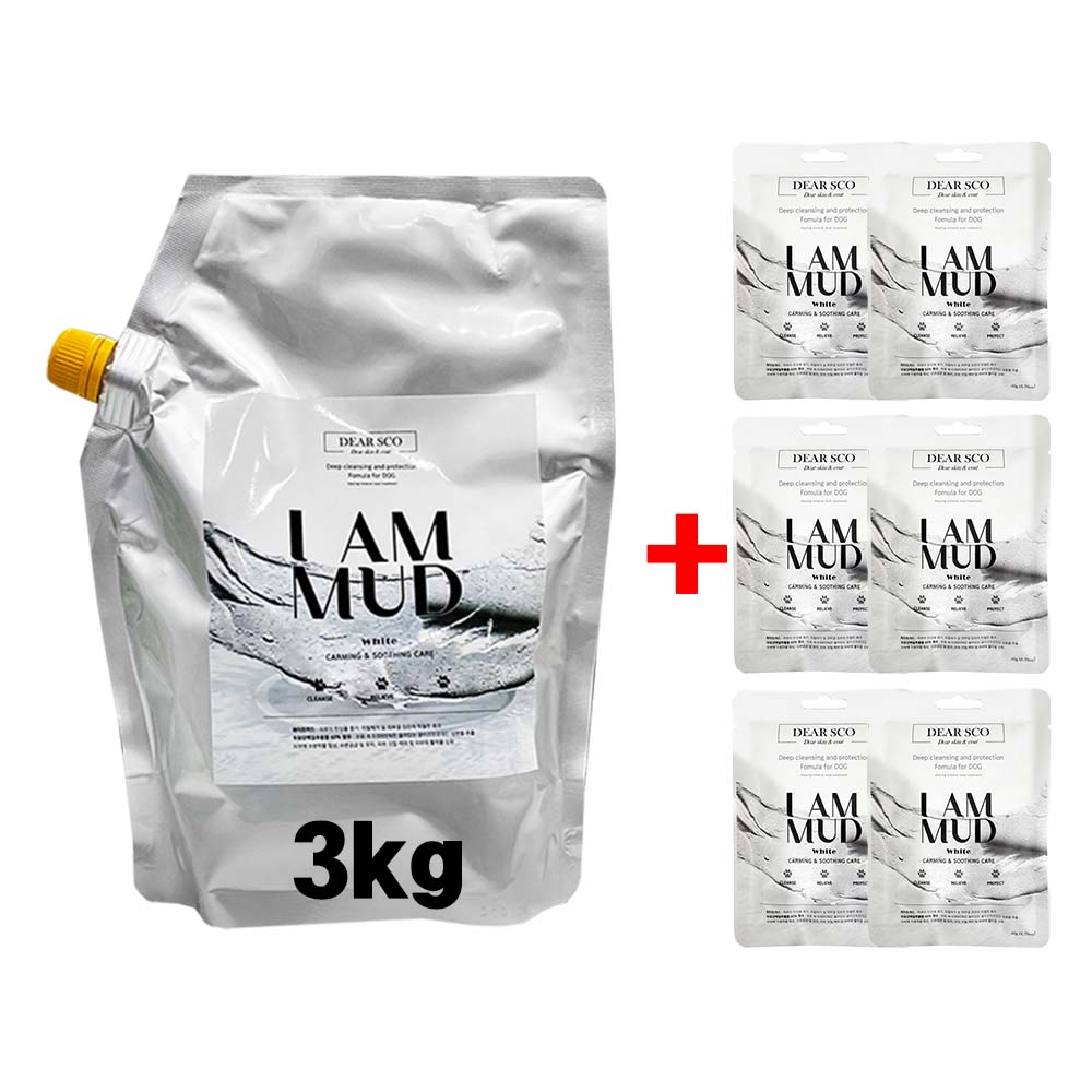 강아지 아이엠 천연 머드팩비누 마사지 저자극 팩 수분공급 화이트, 3kg, 1개 - 메인 이미지