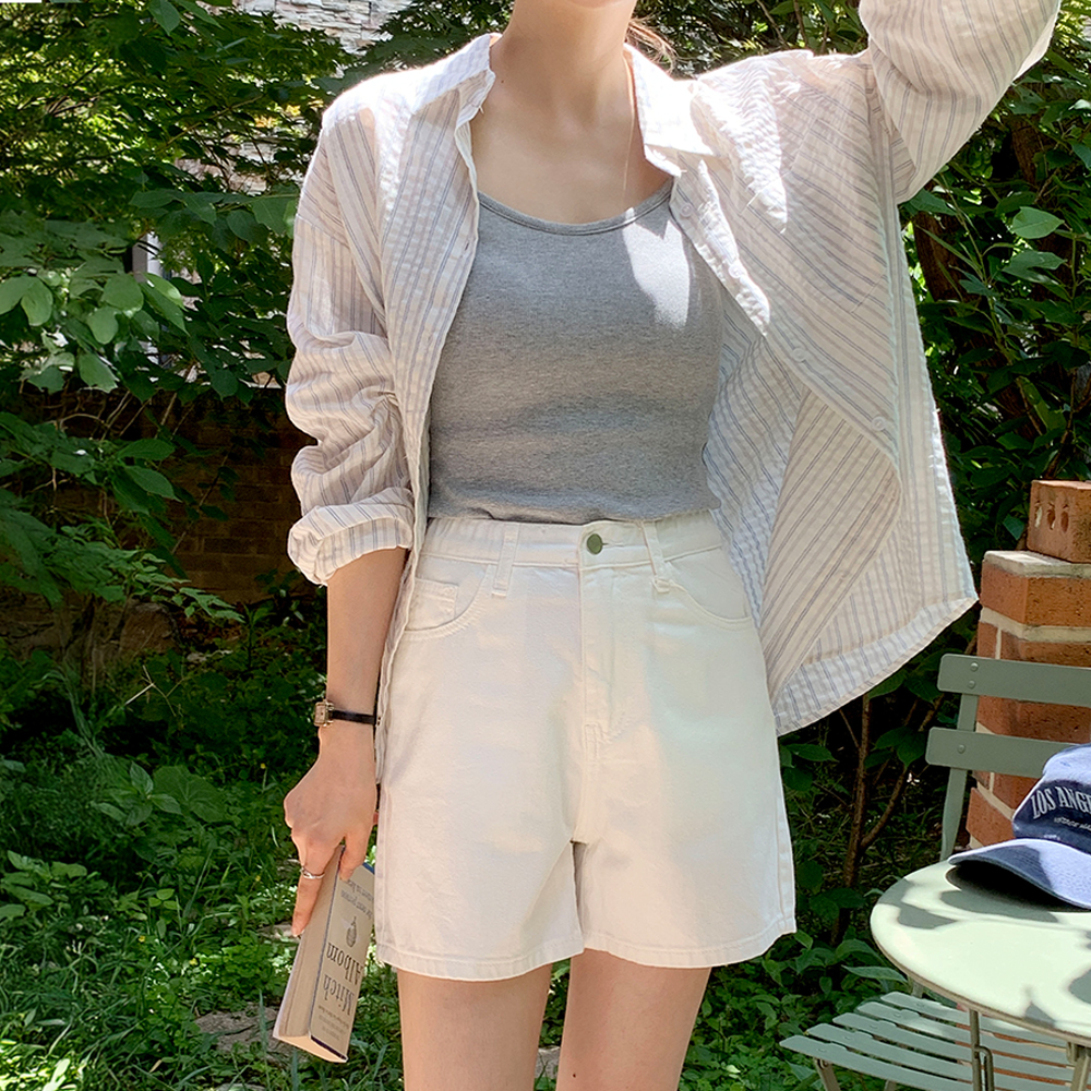 4481 얇은 오버핏 스트라이프 긴팔 남방 셔츠 여름 살안타