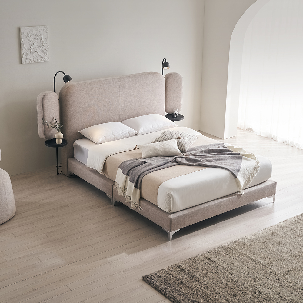 쉐우드가구 클루아 평상형 LED 패브릭 호텔식 침대프레임 SS(슈퍼싱글), 애쉬브라운