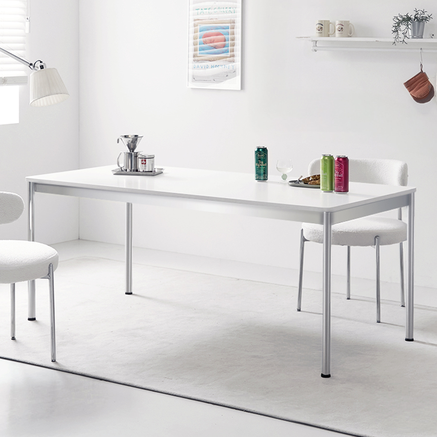 e스마트 피크 4인용 6인용 라운드모서리 식탁 1200x600 화이트 프레임