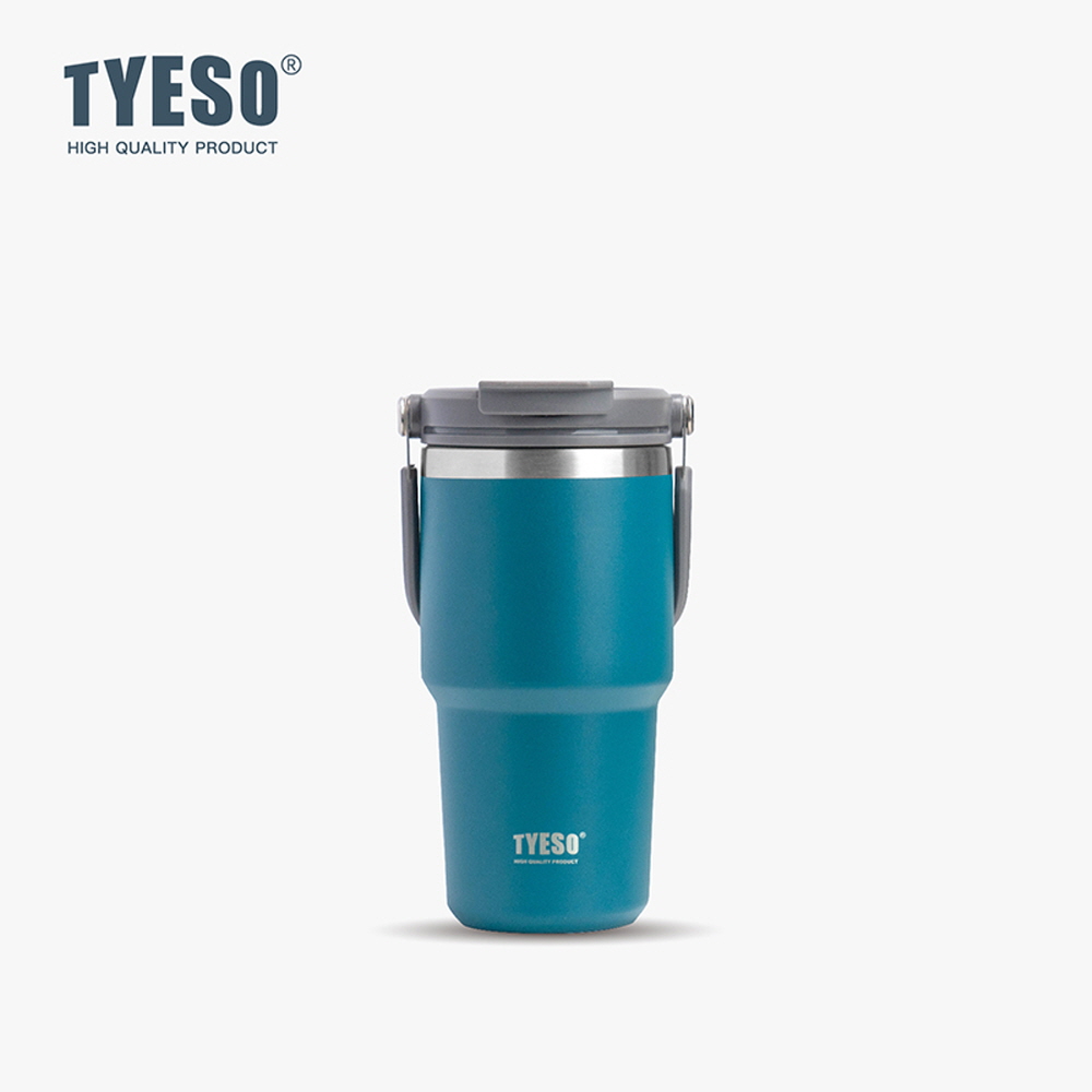 TYESO 대용량 텀블러 보온보냉 손잡이텀블러 스테인리스 학생 심플 600ml, 블루 - 상품 이미지