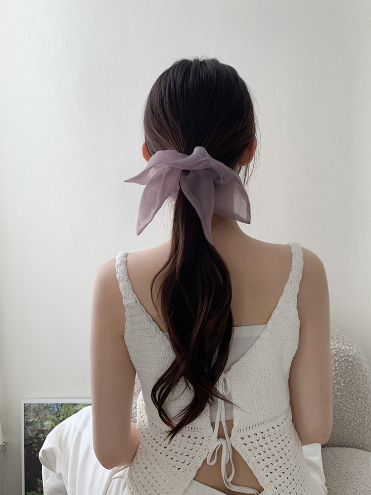 [자체제작] 오간디 반다나 스크런치 - 스퀘어 사각 오간자 헤어스크런치 빅사이즈 곱창밴드 - 상세 이미지 5
