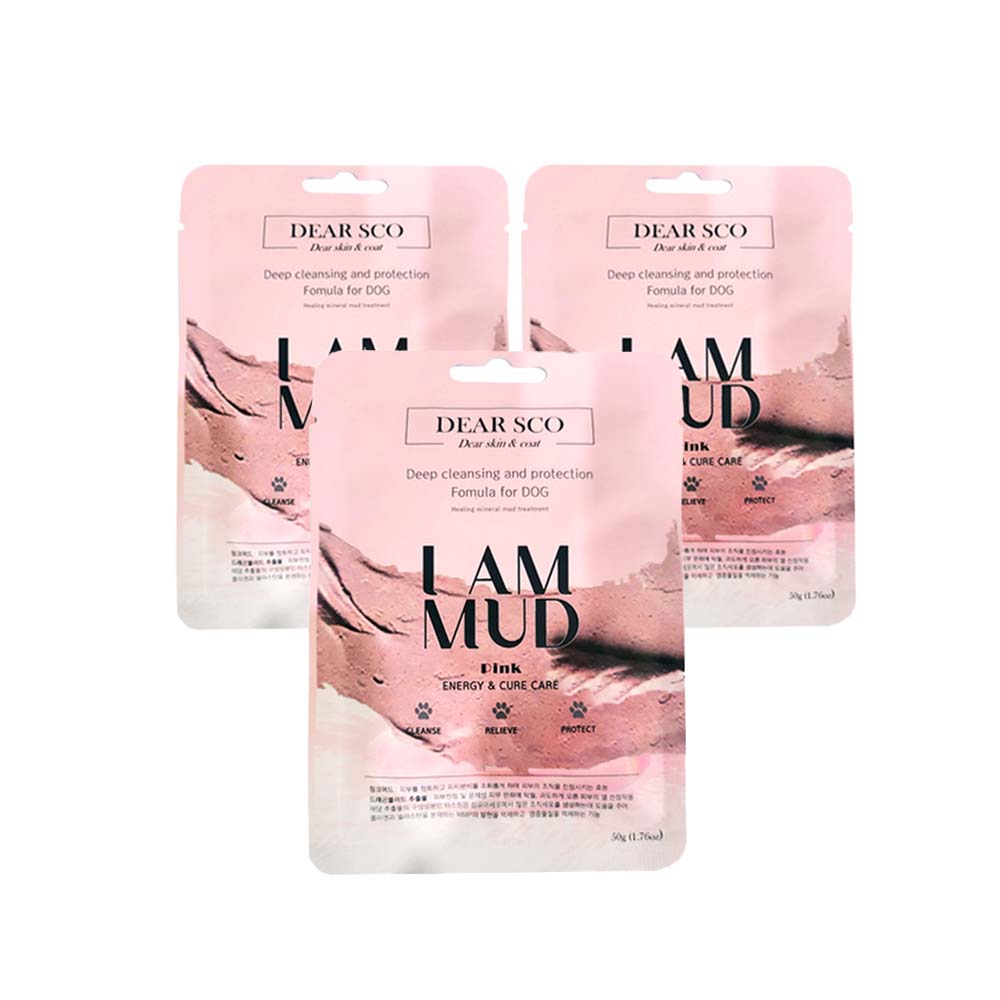 강아지 아이엠 천연 머드팩비누 마사지 저자극 팩 피부안정 핑크, 50g, 3개 - 메인 이미지