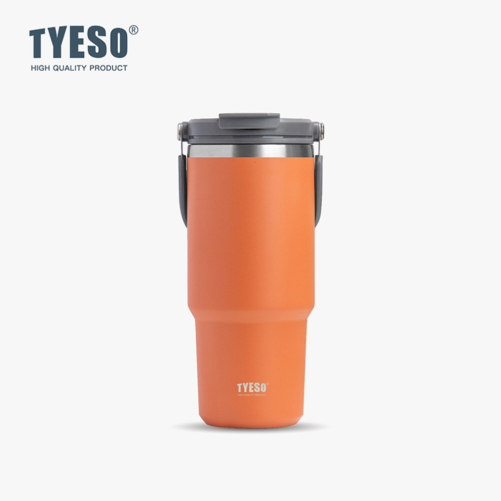 TYESO 대용량 텀블러 보온보냉 손잡이텀블러 스테인리스 학생 심플 900ml, 오렌지 - 상품 이미지