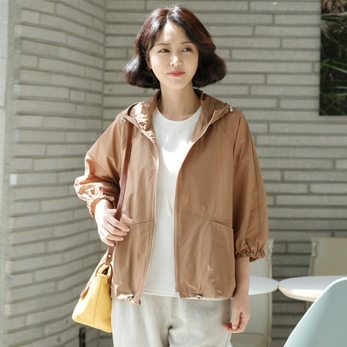 엄마옷 조이마담 J3191 셔링 후드 점퍼 중년여성의류 - 상품 이미지