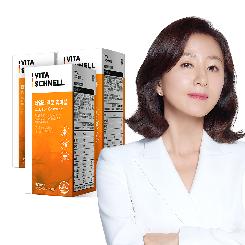 비타슈넬 데일리 철분 츄어블 30캡슐, 3개