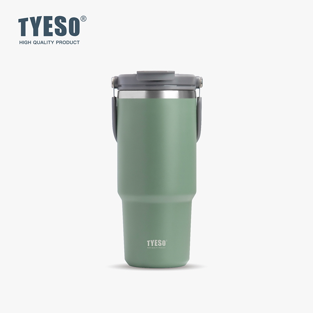 TYESO 대용량 텀블러 보온보냉 손잡이텀블러 스테인리스 학생 심플 900ml, 그린 - 상품 이미지
