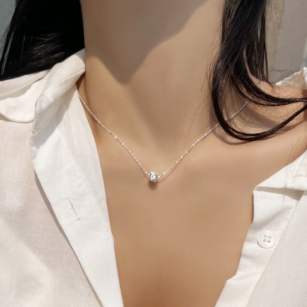 [무배] 실버925 둥근 큐브 팬던트 이태리 특수 컷팅 체인 은목걸이 - 상세 이미지 5