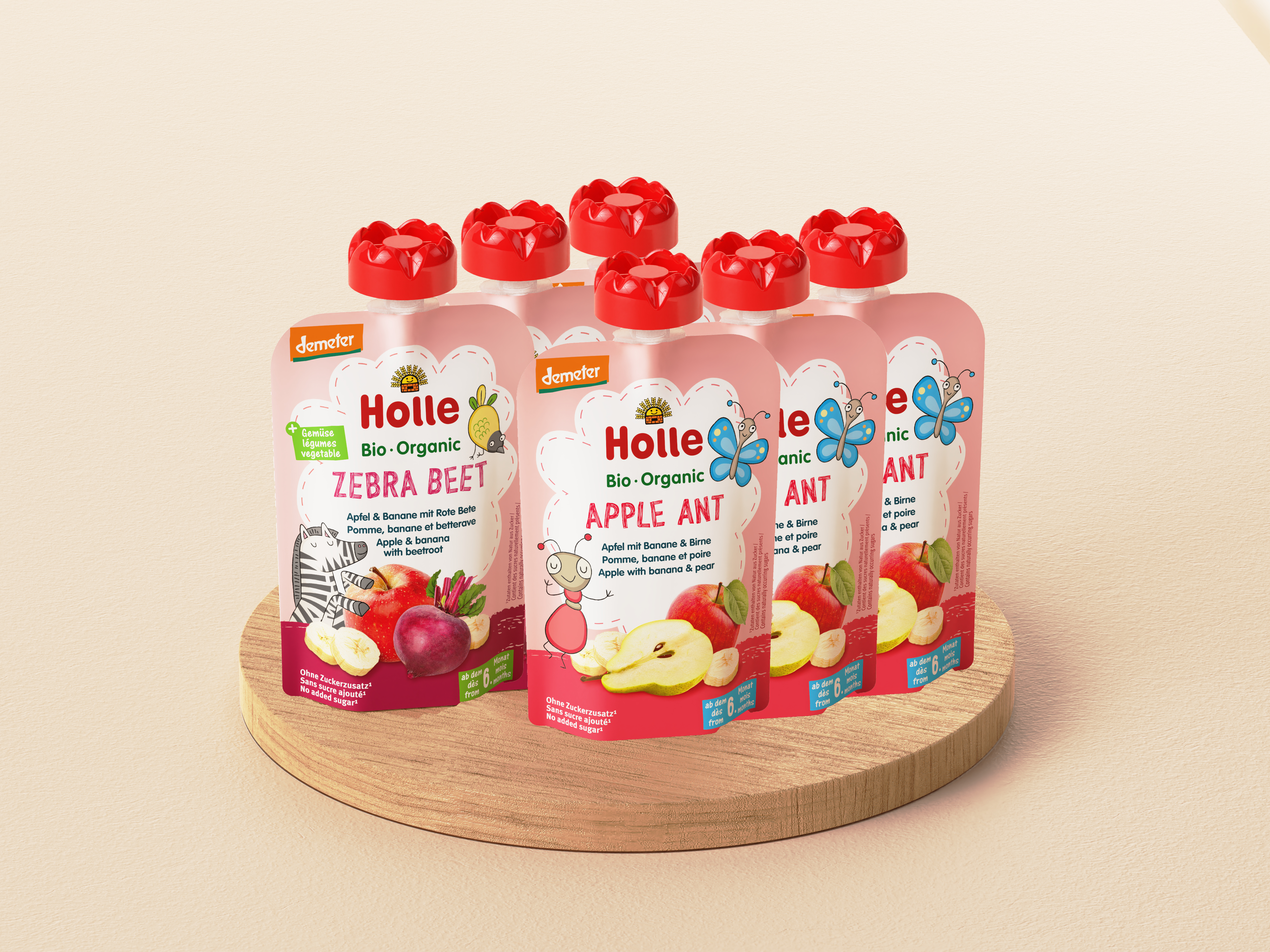 [3+3] 홀레 짜먹는 아기퓨레 유기농 과일 이유식 지브라비트3개 애플앤트3개