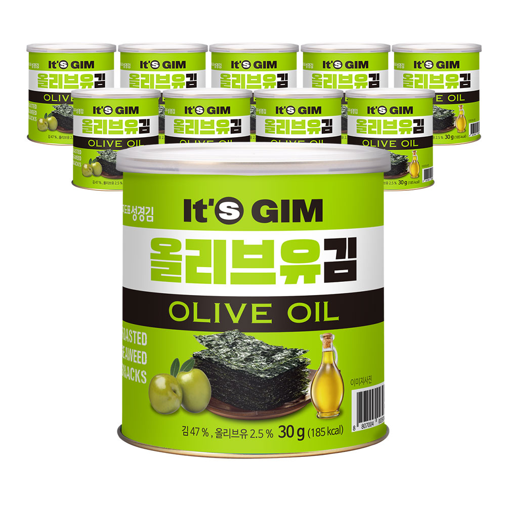 [성경김본사] 지도표 이츠김 올리브유 프리미엄 캔김 30g, 10개 - 상품 이미지
