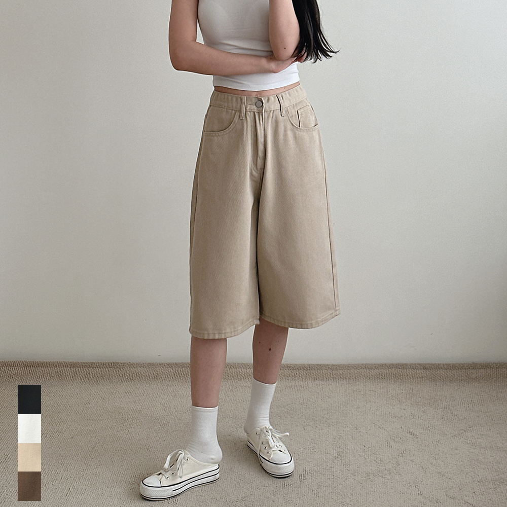 여성 반바지 버뮤다팬츠 여름 하이웨스트 블랙 화이트 면 키작녀 빅사이즈