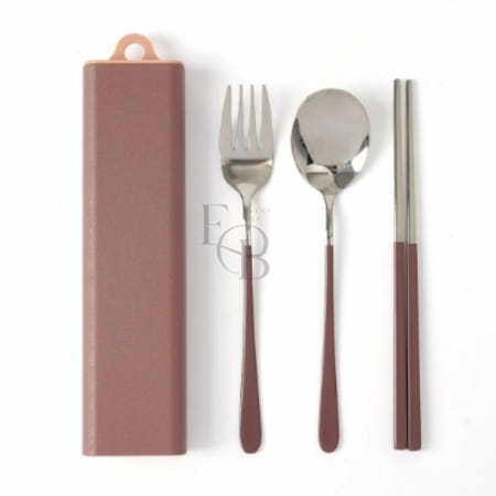 EVERYBOX협력사 EVERYBO 식도락 휴대용 수저 포크세트 브릭레드 어른수저세트